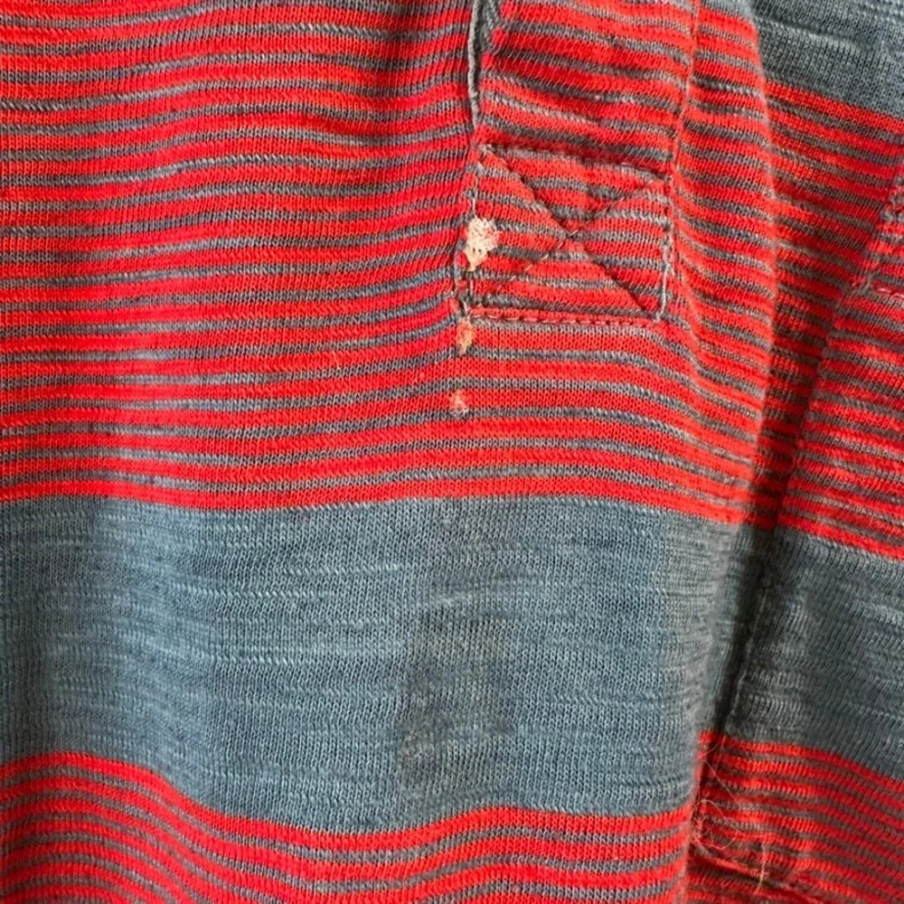 North Face Red Blue Striped Polo Shirt Golf Casual Short Sleeve Men Medium